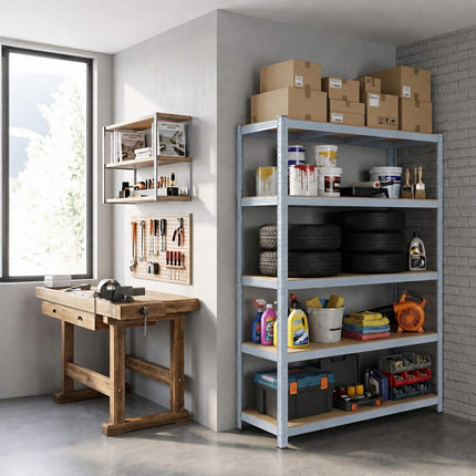 Heavy-Duty Shelving Unit with 5 Adjustable Tiers, 175 kg per Tier, Grey
