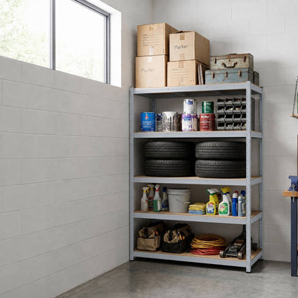 Heavy-Duty Shelving Unit with 5 Adjustable Tiers, 175 kg per Tier, Grey