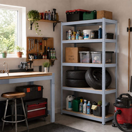 Heavy-Duty Shelving Unit with 5 Adjustable Tiers, 175 kg per Tier, Grey