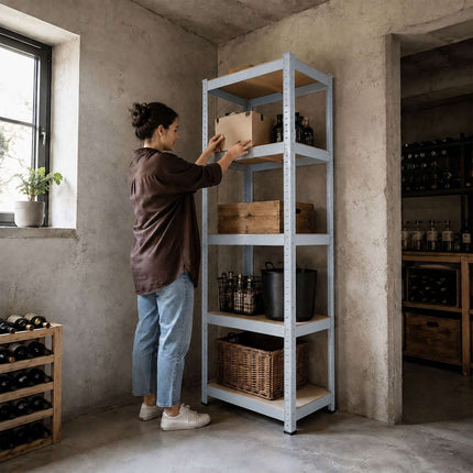 Heavy-Duty Shelving Unit with 5 Adjustable Tiers, 175 kg per Tier, Grey