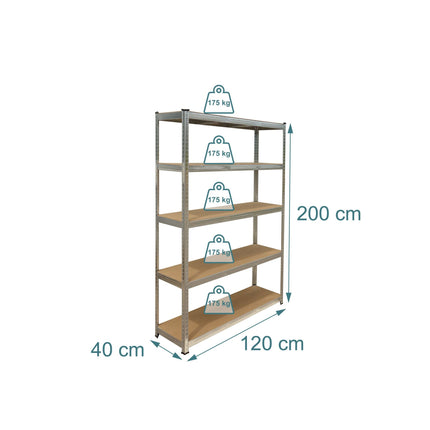 Rafturi din oțel rezistente, 5 niveluri, capacitate 875 kg