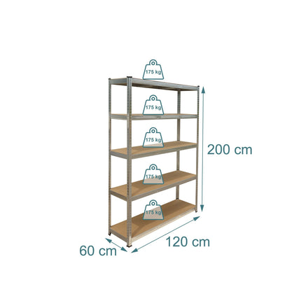 Rafturi din oțel rezistente, 5 niveluri, capacitate 875 kg