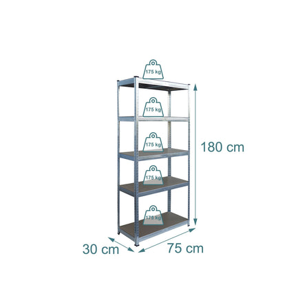 Rafturi din oțel rezistente, 5 niveluri, capacitate 875 kg