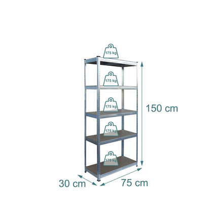 Rafturi din oțel rezistente, 5 niveluri, capacitate 875 kg