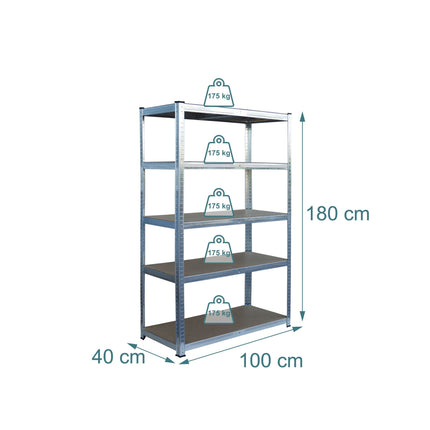 Rafturi din oțel rezistente, 5 niveluri, capacitate 875 kg