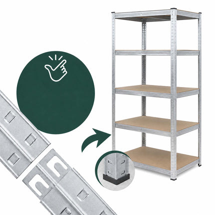 Heavy-Duty Steel Shelving Unit, 5 Tiers, 875 kg, Silver, Natural