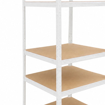 Heavy-Duty Steel Shelving Unit with 5 Adjustable Shelves, White, 875 kg Load