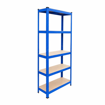 Heavy-Duty Steel Storage Rack with 5 Adjustable Shelves, 175 kg per Shelf, Blue