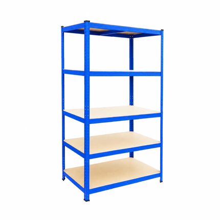 Heavy-Duty Steel Storage Rack with 5 Adjustable Shelves, 175 kg per Shelf, Blue