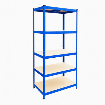 Heavy-Duty Steel Storage Rack with 5 Adjustable Shelves, 175 kg per Shelf, Blue