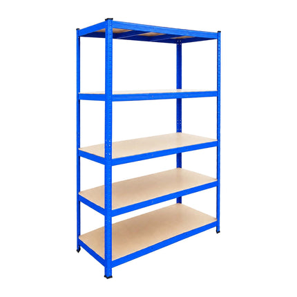 Heavy-Duty Steel Storage Rack with 5 Adjustable Shelves, 175 kg per Shelf, Blue