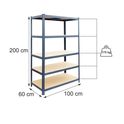 Heavy-Duty Steel Storage Rack with 5 Adjustable Shelves, 875 kg, Anthracite