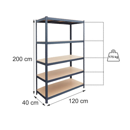 Heavy-Duty Steel Storage Rack with 5 Adjustable Shelves, 875 kg, Anthracite