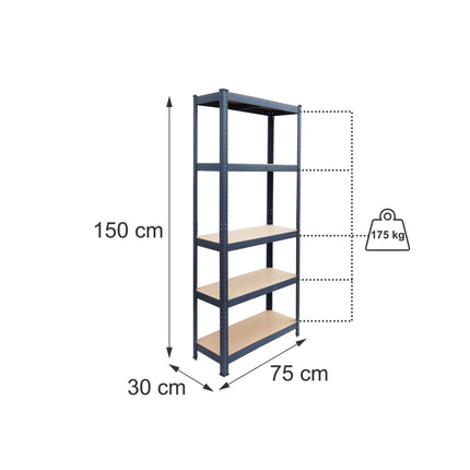 Heavy-Duty Steel Storage Rack with 5 Adjustable Shelves, 875 kg, Anthracite