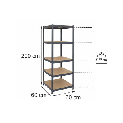Heavy-Duty Steel Storage Rack with 5 Adjustable Shelves, 875 kg, Anthracite