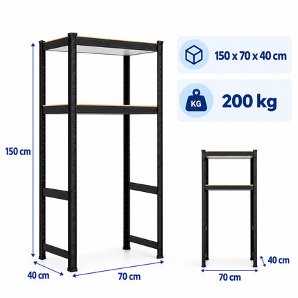 Heavy-Duty Washing Machine Rack, Industrial Steel and MDF – Black/Brown