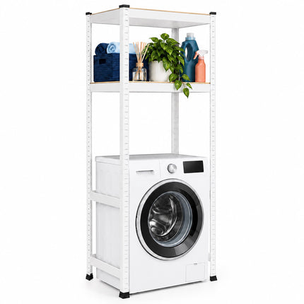 Heavy-Duty Washing Machine Shelf, Narrow Steel Frame, White, 200 kg per Shelf