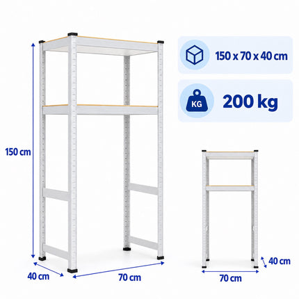 Heavy-Duty Washing Machine Shelf, Narrow Steel Frame, White, 200 kg per Shelf