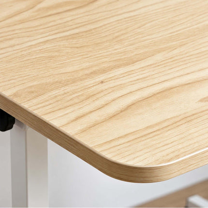 Height-Adjustable Laptop Table with Castors, Tilting Top – Light Wood/White