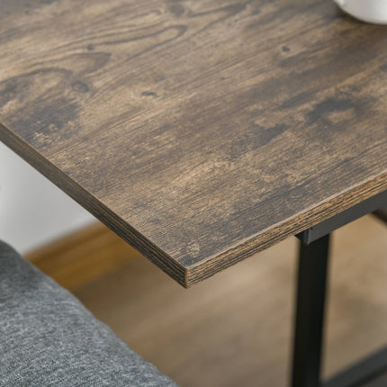 Height-Adjustable Side Table with Wheels and 2 Shelves, 80x40x72-82 cm, Brown