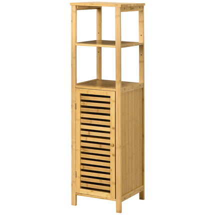 Dulap baie reglabil pe inaltime, dulap baie din bambus, mobilier baie cu dulap, doua rafturi deschise, pentru baie, aprox. 33 x 30 x 120 cm lemn natural