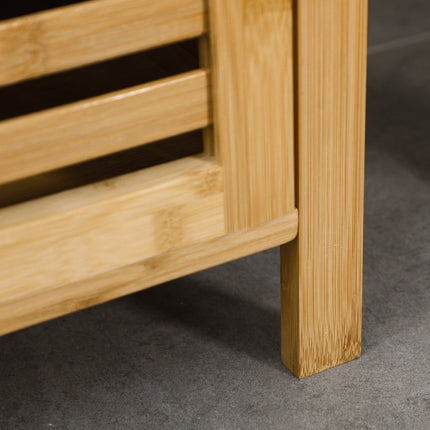 Dulap baie reglabil pe inaltime, dulap baie din bambus, mobilier baie cu dulap, doua rafturi deschise, pentru baie, aprox. 33 x 30 x 120 cm lemn natural