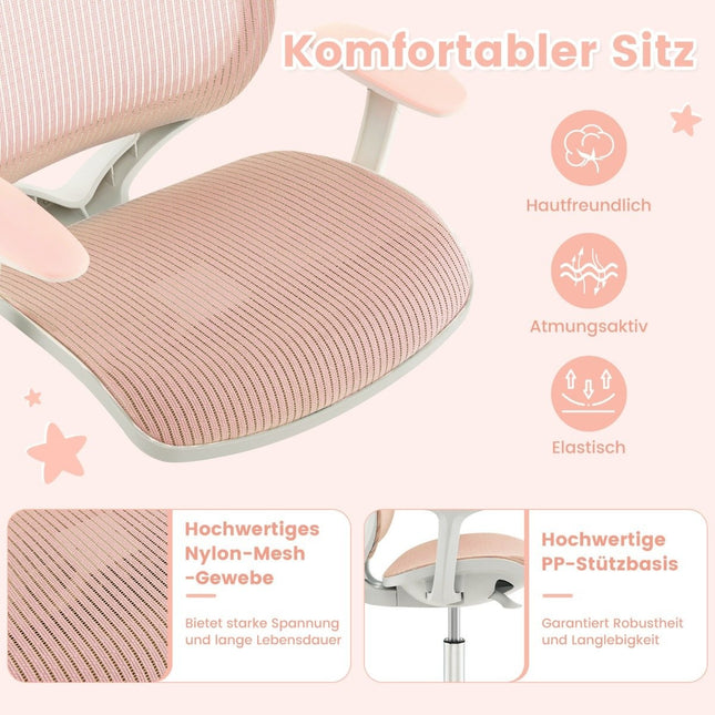 Scaun pivotant pentru copii reglabil pe inaltime cu frana scaun Scaun de birou ergonomic Scaun de birou Roz