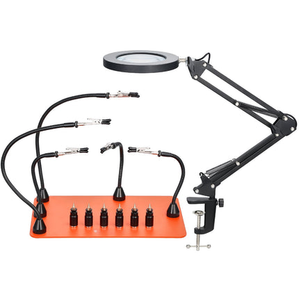 Helping Hands Soldering Station, 3X LED Magnifier, 5 Arms