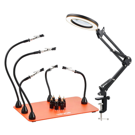 Helping Hands Soldering Station, 3X LED Magnifier, 5 Arms