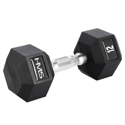 Gantera hexagonală 12 kg - acoperită cu cauciuc, design anti-ruliu