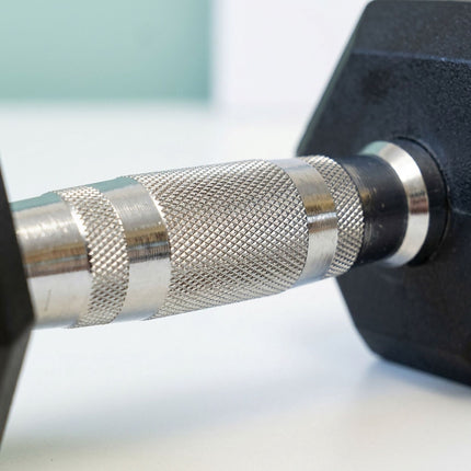 Hex Dumbbells 5 kg Pair, Rubber-Coated Cast Iron, Non-Slip Handles