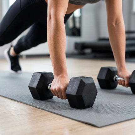 Hex Dumbbells 5 kg Pair, Rubber-Coated Cast Iron, Non-Slip Handles