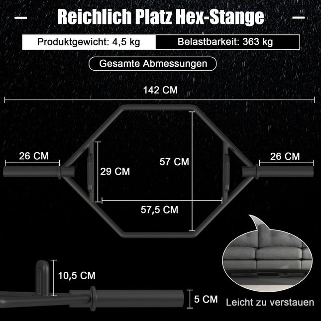 Hex Trap Bar with Foldable Handles, 800 lb Capacity