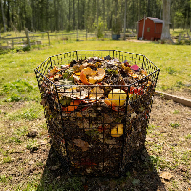Composter de grădină hexagonal din sârmă de oțel, capacitate mare