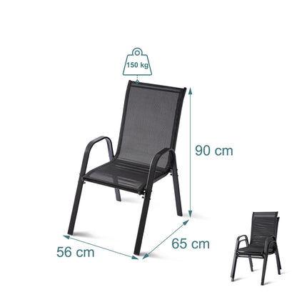 Set de scaune de grădină cu spătar înalt, material respirabil, stivuibile