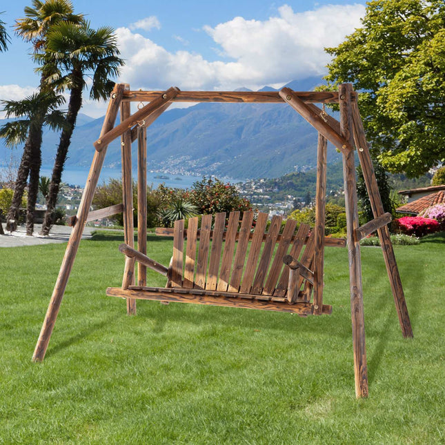 Hollywood Swing 2 locuri Leagăn de grădină Bancă de leagăn Bancă suspendată Lemn masiv natural 187 X 137 X 170 Cm
