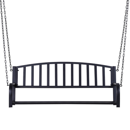 Hollywood Swing Leagăn de grădină Bancă suspendată Leagăn 2 locuri Bancă cu lanțuri Metal Negru 127 X 60 X 53 Cm