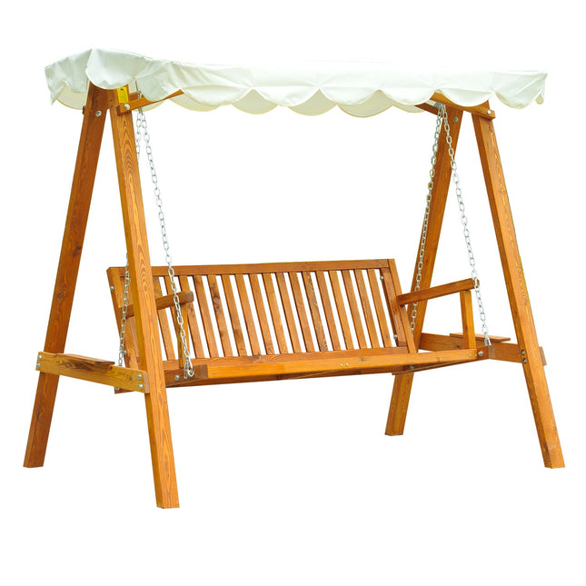 3-seat larch Garden swing bench in wood