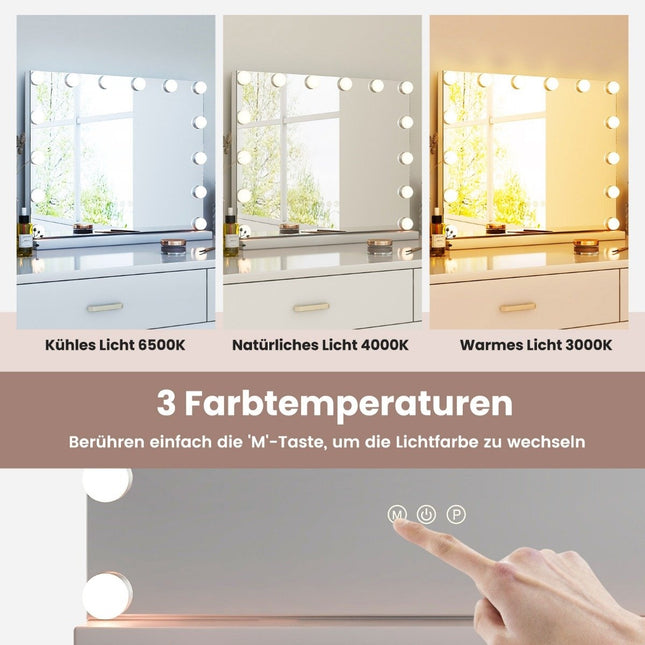 Oglindă de toaletă Hollywood cu 14 lumini LED reglabile, 3 moduri de culoare