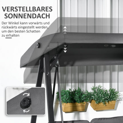 2-seat garden swing, adjustable roof, 220 kg capacity