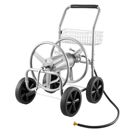 Hose Reel Cart, 300 ft 5/8 in Capacity, 4-Wheel Steel