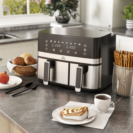 Hot Air Fryer 8.5L - Double chamber, non-stick, smart timer