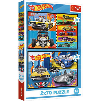 Set de puzzle Hot Wheels, 2 seturi de 70 de piese fiecare
