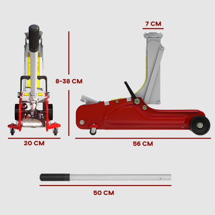 Cric hidraulic auto, ridicare 8-38 cm, capacitate 2,5 tone, oțel