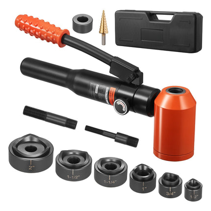 Hydraulic Knockout Punch Set, 10-Ton, 6 Dies 1/2-2 in
