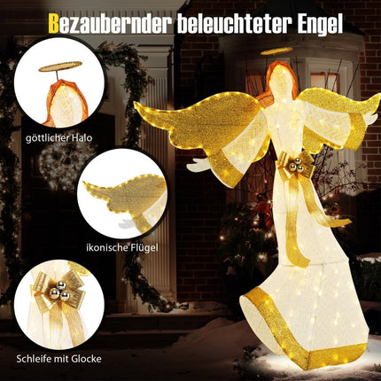 Înger de Crăciun iluminat de 160 cm cu halou și lumini LED