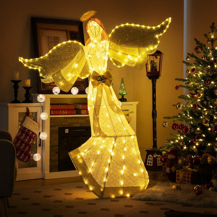 Înger de Crăciun iluminat de 160 cm cu halou și lumini LED
