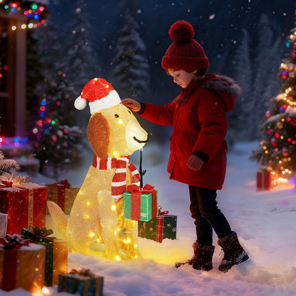 Cățeluș de Crăciun iluminat cu 74 de lumini LED, 64x20x70 cm