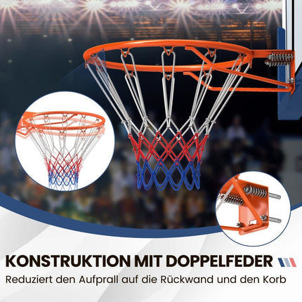 Coș de baschet de interior – inel de 45 cm, suport de perete, portocaliu