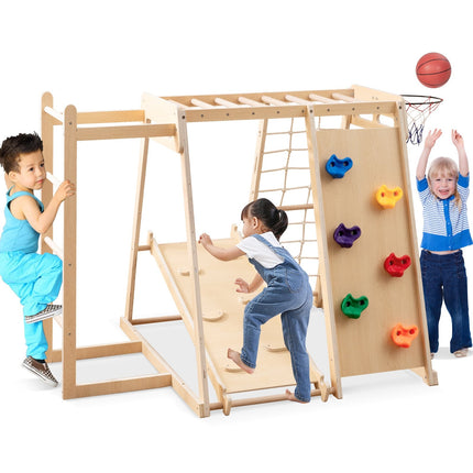 Loc de joacă interior Jungle Gym cu tobogan și perete de cățărat
